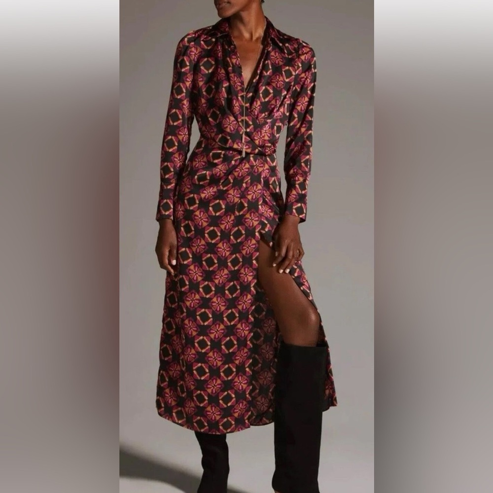 $420 Misa Los Angeles Valentina Dress In Shibori Prism Satin Size: m